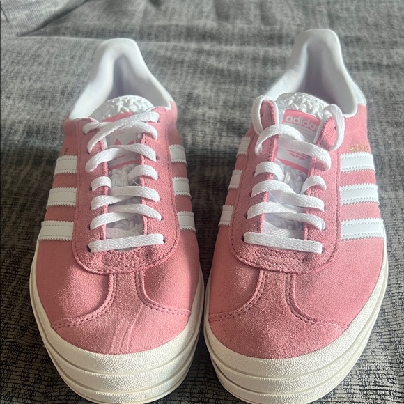 Adidas Women's Pink and White Platform Sneakers - Picture 6 of 12
